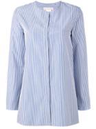 's Max Mara Collarless Striped Shirt, Women's, Size: 38, Blue, Cotton