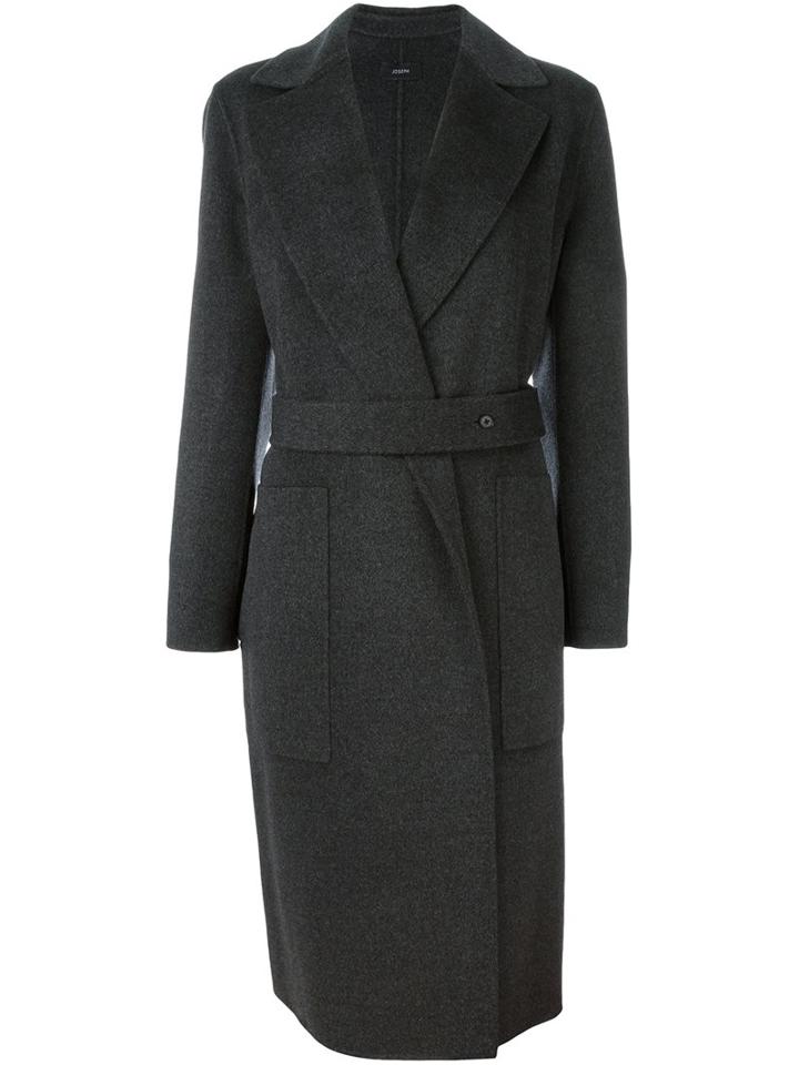 Joseph Belted Wrap Coat, Women's, Size: 40, Grey, Viscose/wool