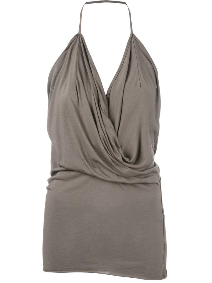 Rick Owens Lilies - Draped Halter Top - Women - Cotton/polyamide/viscose - 44, Nude/neutrals, Cotton/polyamide/viscose