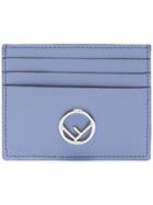 Fendi Leather Cardholder With Silver Logo - Blue