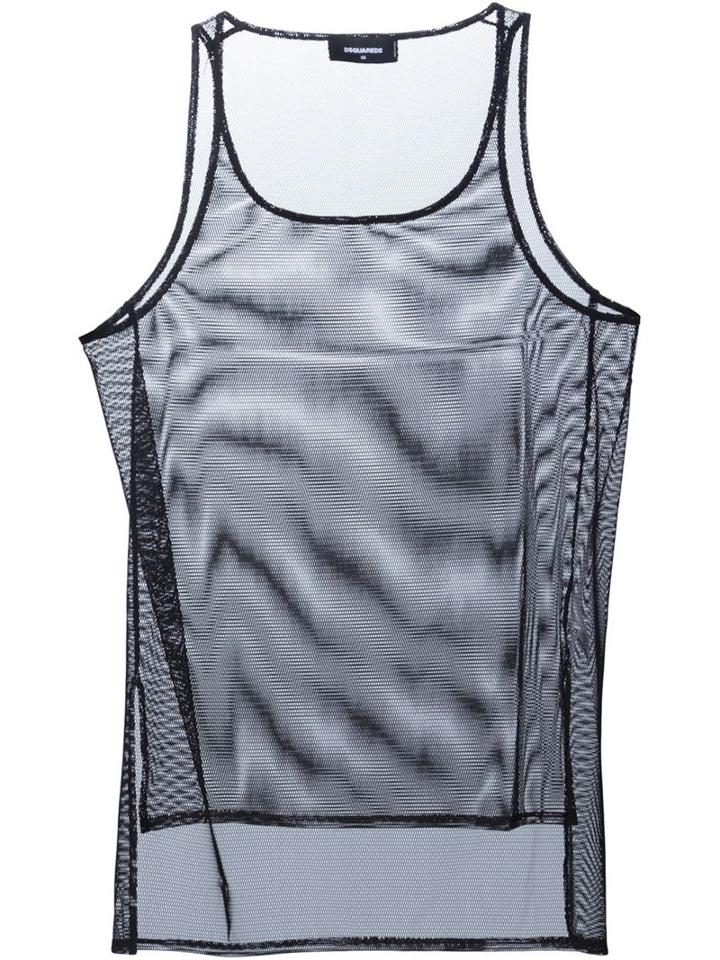 Dsquared2 Sheer Top, Men's, Size: 48, Black, Polyester/spandex/elastane