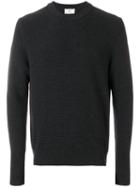 Ami Paris Crewneck Ottoman Stitch Sweater - Grey