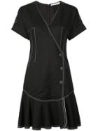 Derek Lam 10 Crosby Short Sleeve Wrap Dress With Pleated Hem - Black
