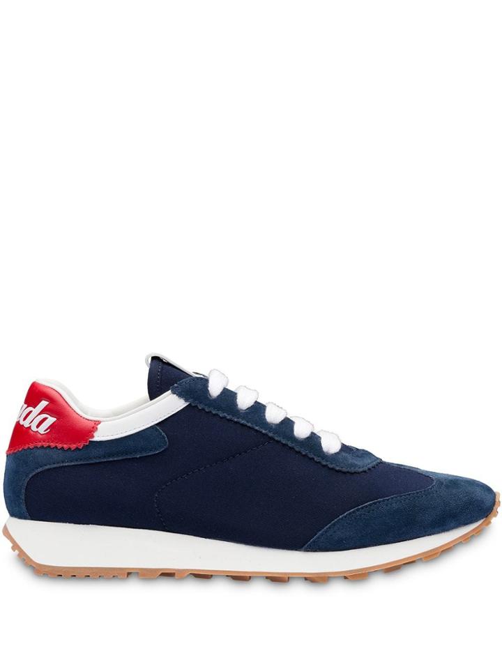 Prada Logo Patch Sneakers - Blue