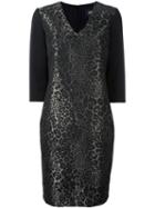 Animalier Jacquard V-neck Dress, Women's, Size: 42, Black, Polyester/spandex/elastane/acetate, Cavalli Class