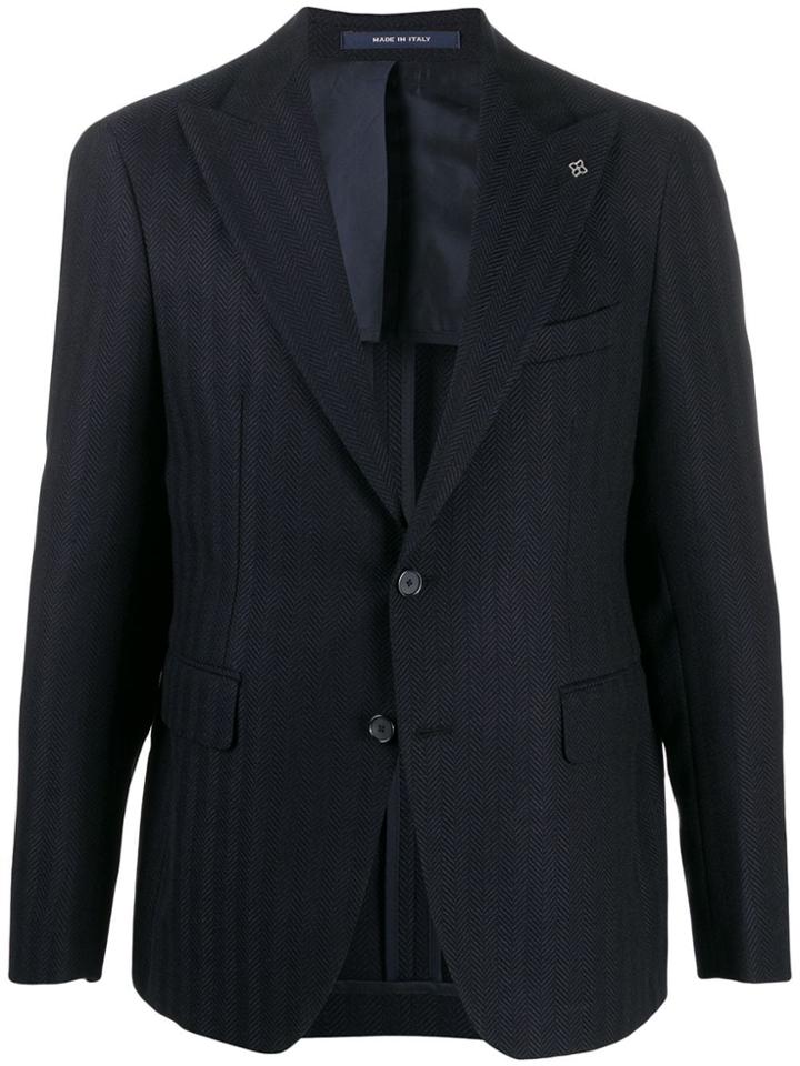 Tagliatore Logo Pin Chevron Blazer - Blue