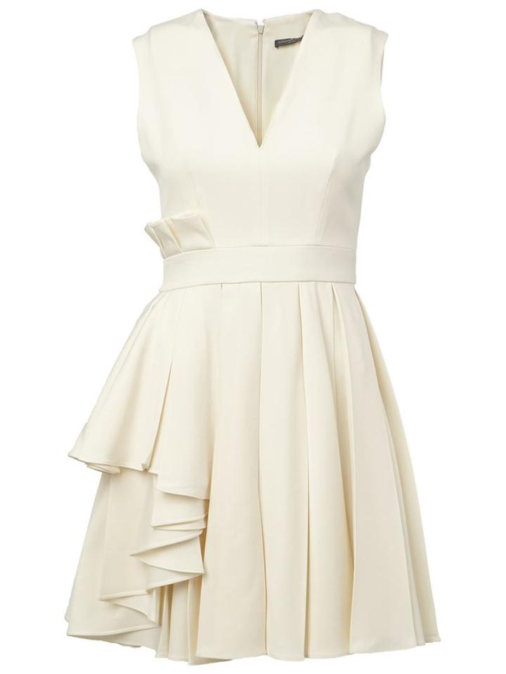 Alexander Mcqueen - Draped Skater Dress - Women - Virgin Wool - 42, White, Virgin Wool