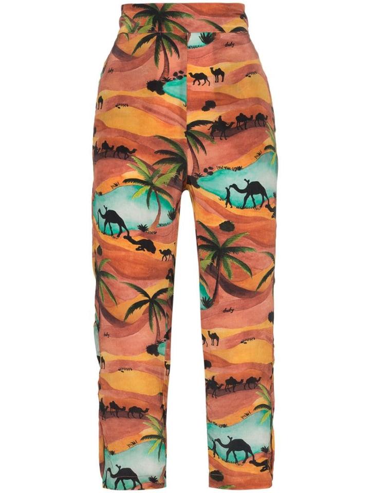 Chufy Oasis Print Trousers - Orange