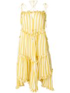 Zimmermann Ruffle Trim Striped Dress - Yellow & Orange