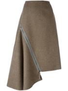 Ports 1961 Midi Asymmetric Skirt, Women's, Size: 46, Brown, Wool