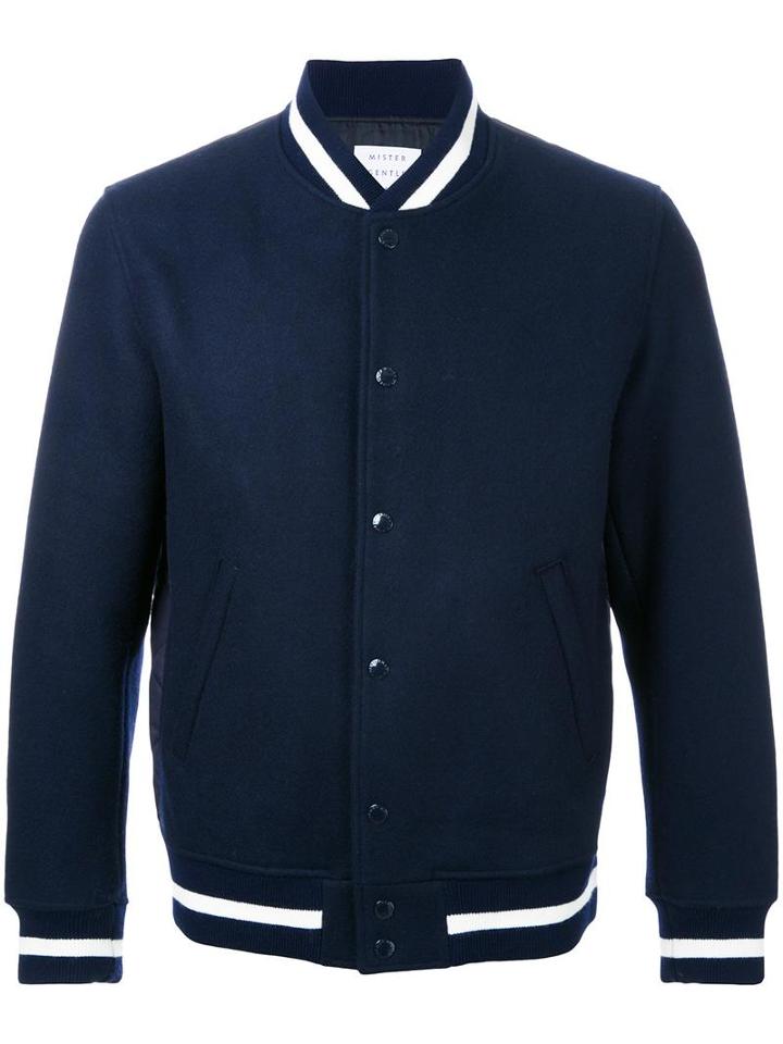 Mr. Gentleman 'mr. Gentleman Award' Quilted Bomber Jacket, Men's, Size: Large, Blue, Wool