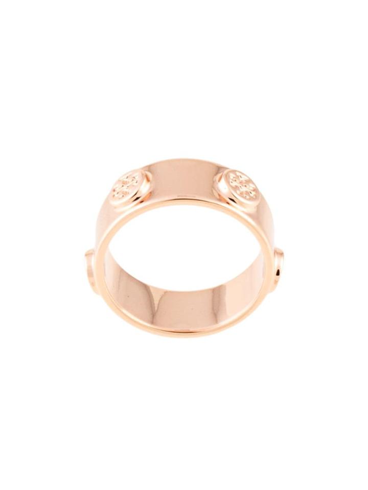 Tory Burch Logo Stud Ring - Brown