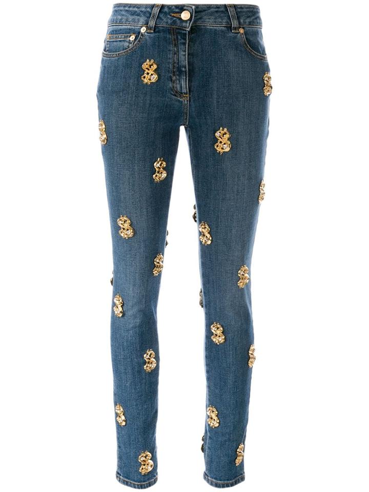 Moschino Dollar Sign Skinny Jeans - Blue