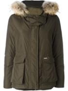 Woolrich 'w's Short Military' Parka Coat, Women's, Size: Medium, Green, Polyester/polyamide/racoon Fur