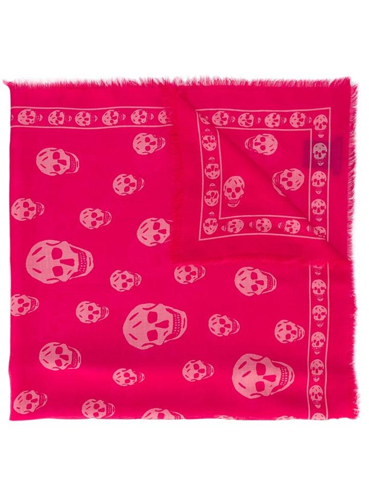 'skull' Scarf, Women's, Pink/purple, Silk/modal, Alexander Mcqueen