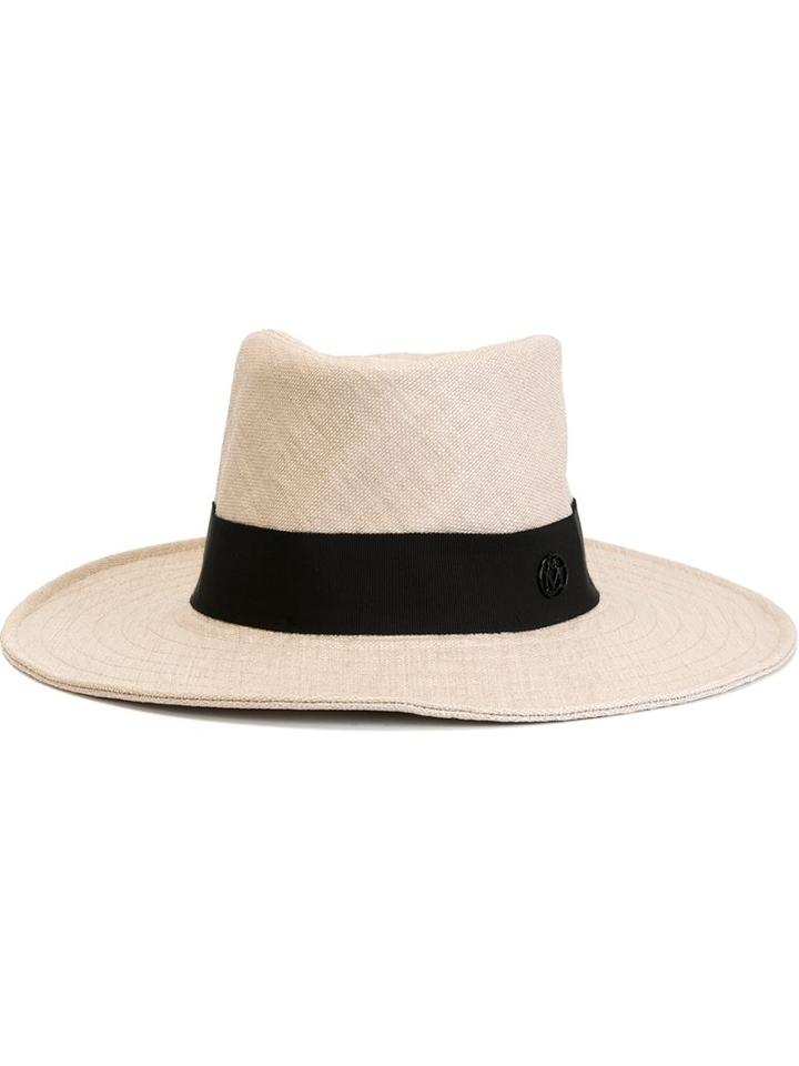 Maison Michel Wide Brim Straw Hat, Women's, Size: Medium, Nude/neutrals, Straw