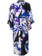Emilio Pucci Hanami Print Beaded Collar Kimono Dress - Blue