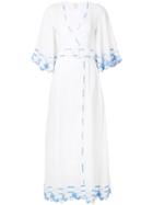 Gül Hürgel - Embroidered Trim Belted Dress - Women - Cotton/linen/flax - M, White, Cotton/linen/flax