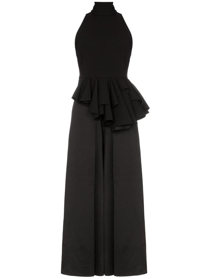 Solace London Rosa Roll-neck Front Peplum Jumpsuit - Black