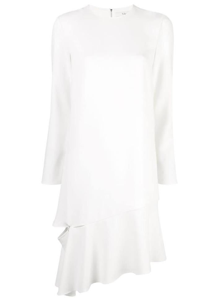 Tibi Shift Dress With Detached Hem - Neutrals