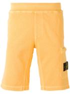 Stone Island Patch Pocket Track Shorts, Men's, Size: Large, Yellow/orange, Cotton
