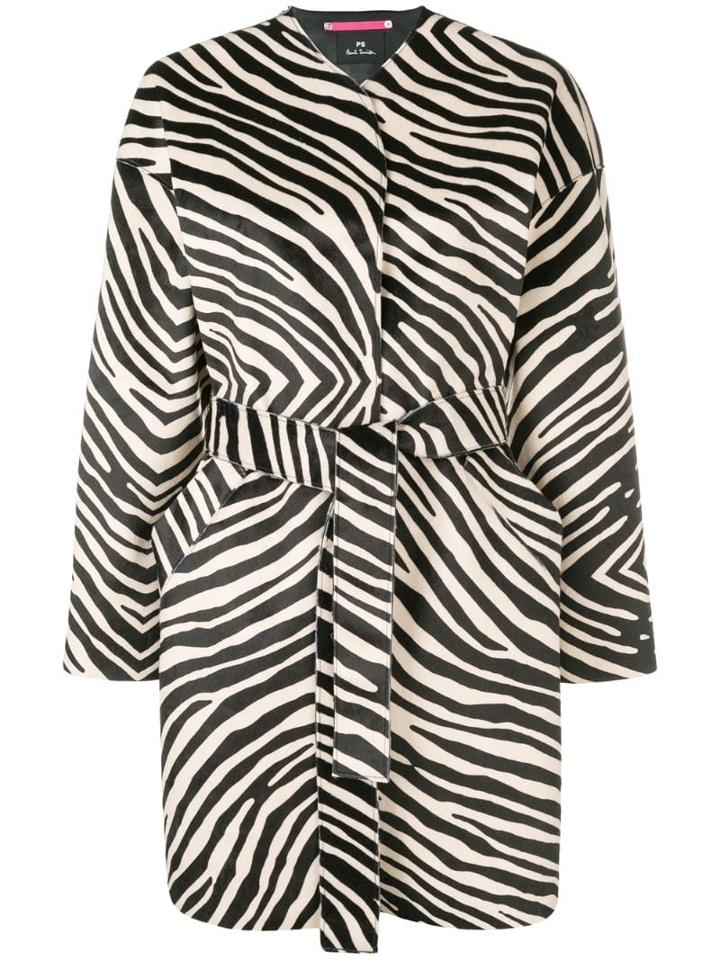 Ps Paul Smith Zebra Printed Coat - Black