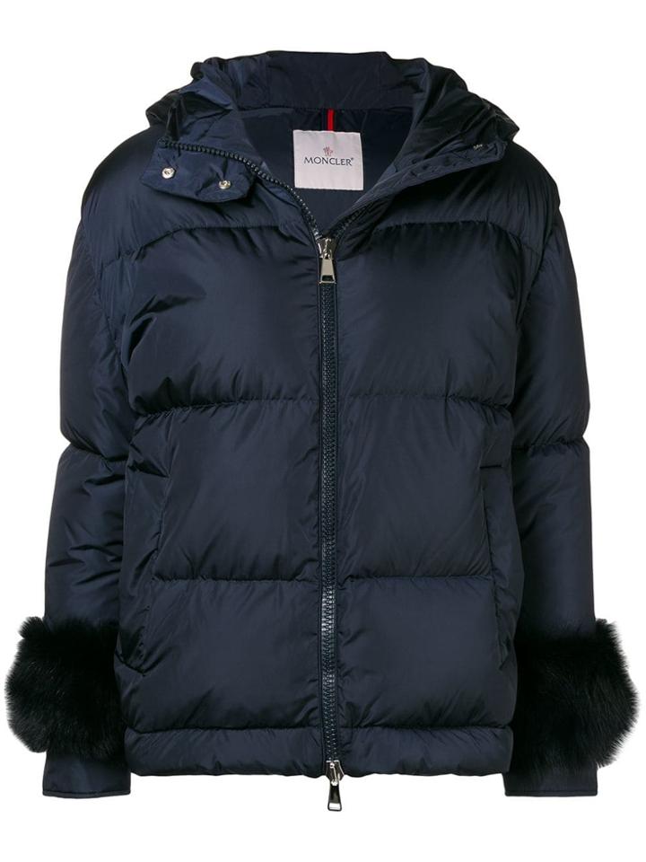 Moncler Fur-embellished Down Jacket - Blue