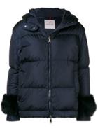 Moncler Fur-embellished Down Jacket - Blue