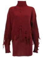 Yang Li Destroyed Jumper, Women's, Size: 40, Red, Silk/cashmere/wool