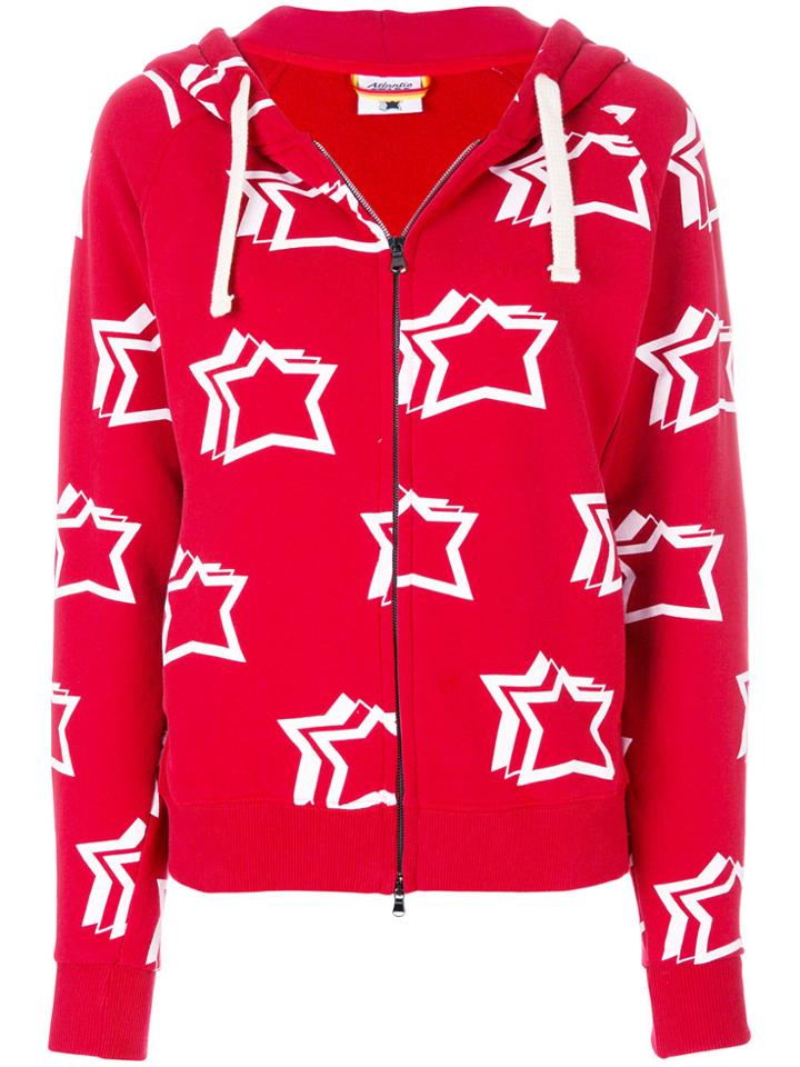 Atlantic Stars Star Print Zipped Hoodie - Red