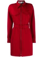 Victoria Victoria Beckham Long-sleeved Belted Dress - Red