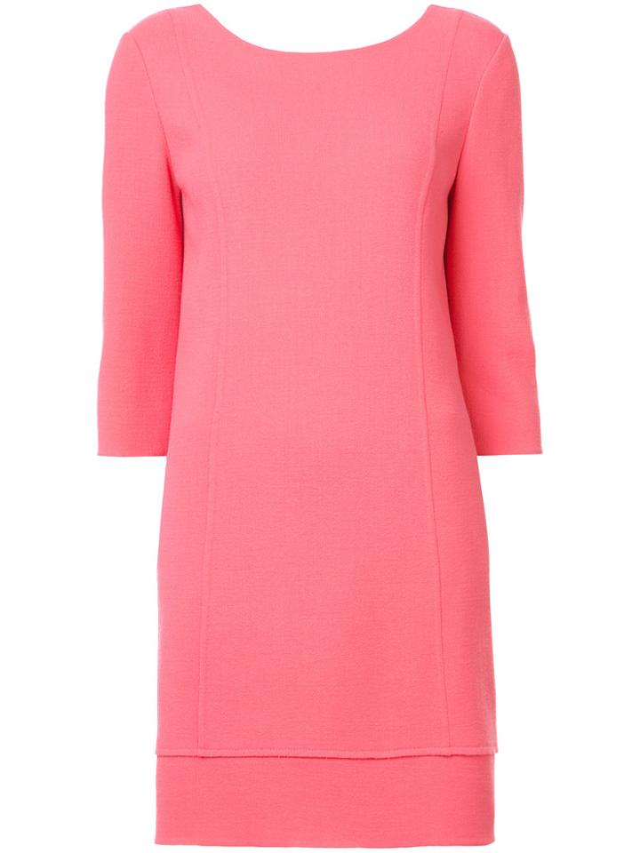 Oscar De La Renta Boat Neck Midi Dress - Pink & Purple