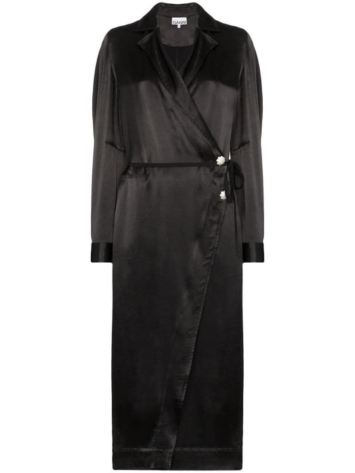 Ganni Belted Midi Dress - Black