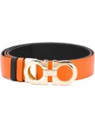 Salvatore Ferragamo Gancini Buckle Belt, Women's, Size: 100, Yellow/orange, Calf Leather