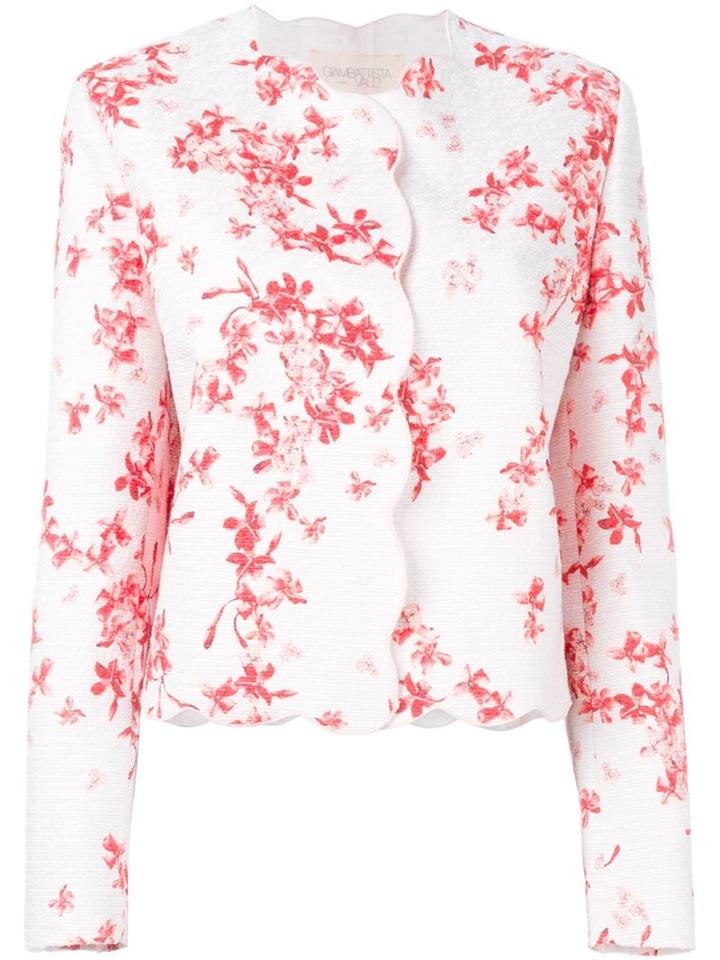 Giambattista Valli Scalloped Trim Floral Jacket, Women's, Size: 44, Pink/purple, Cotton/viscose/polyamide/silk