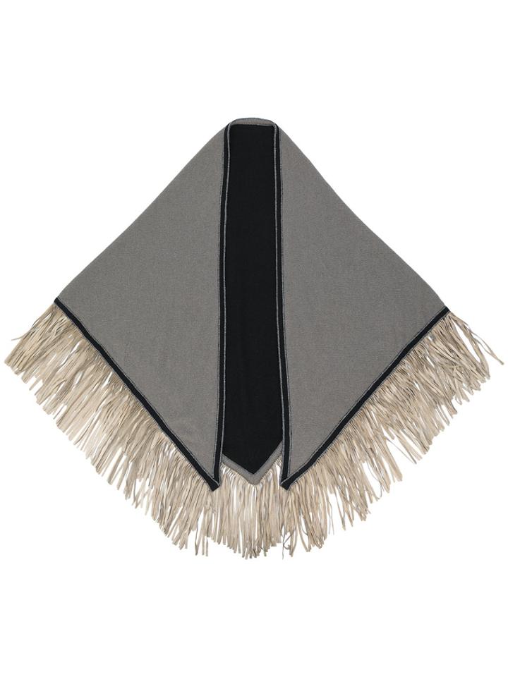 Antonia Zander Fringed Trim Scarf - Grey
