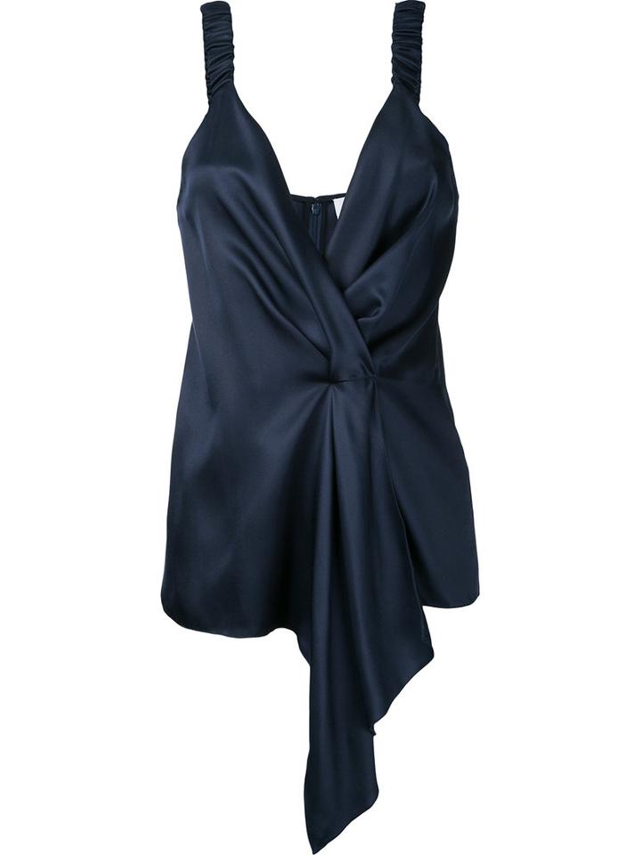 Victoria Beckham - Wrap Front Pleated Dress - Women - Silk - 12, Blue, Silk