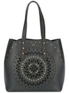 Furla Geometric Pattern Studded Tote, Women's, Black, Leather