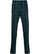 Pt01 Plaid Straight-leg Trousers - Blue