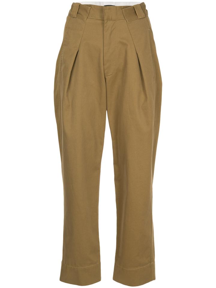 Bassike Pleated Cropped Trousers - Brown