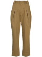 Bassike Pleated Cropped Trousers - Brown