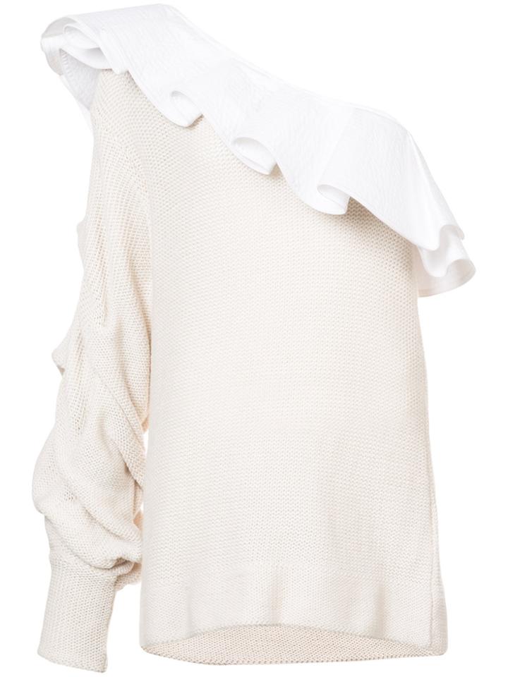 Johanna Ortiz Frill Trim One Shoulder Knit Top - Nude & Neutrals
