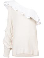 Johanna Ortiz Frill Trim One Shoulder Knit Top - Nude & Neutrals