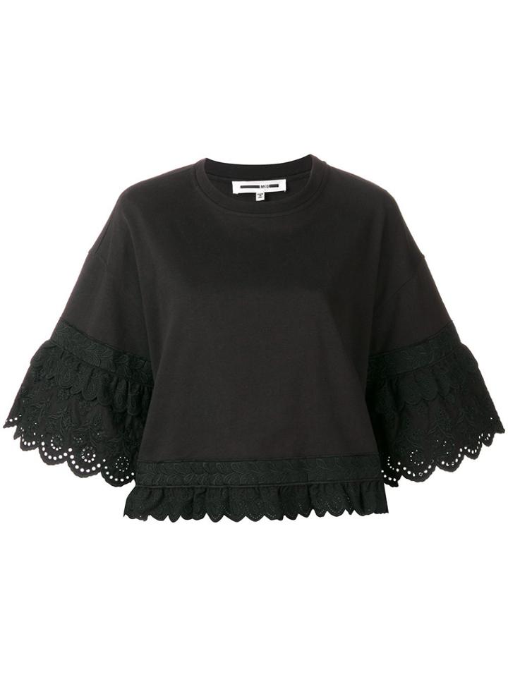 Mcq Alexander Mcqueen Broderie Anglaise Trim Sweatshirt - Black