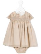 La Stupenderia Embellished Crochet Panel Dress, Infant Girl's, Size: 6 Mth, Nude/neutrals