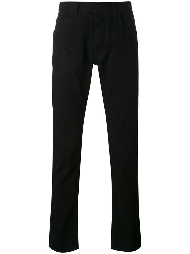 Dolce & Gabbana - Regulaer Fit Trousers - Men - Cotton/calf Leather - 46, Black, Cotton/calf Leather
