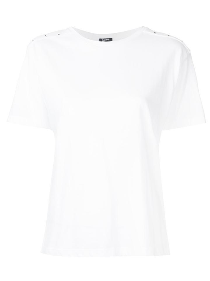 Jil Sander Navy Cross Stitch Shoulder T-shirt - White
