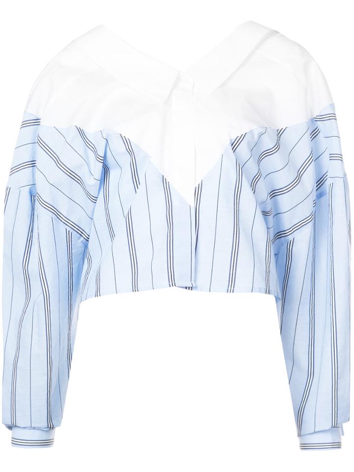 Unravel Project Cropped Oversized Shirt - Blue