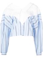 Unravel Project Cropped Oversized Shirt - Blue