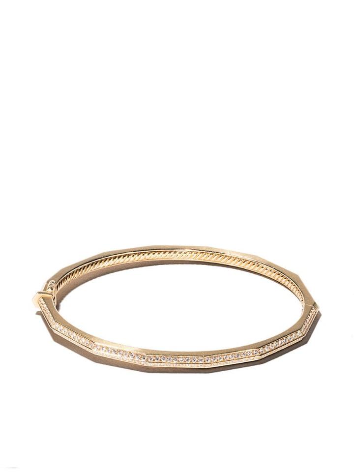 David Yurman 18kt Yellow Gold Stax Faceted Diamond Bangle - 88adi